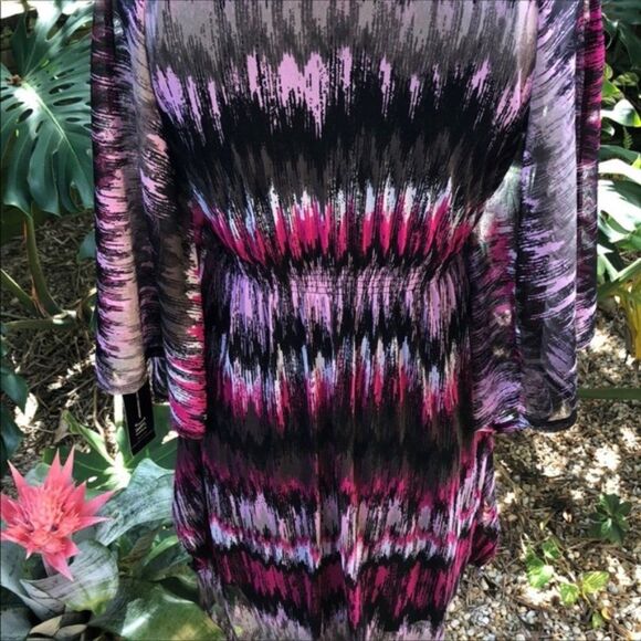 INC Ikat Mirage Print Flowy Multi Color V Neck Dress XS - Picture 6 of 10